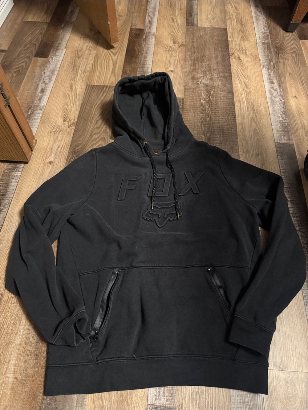 Fox Black Pullover Hoodie with Embossed Logo